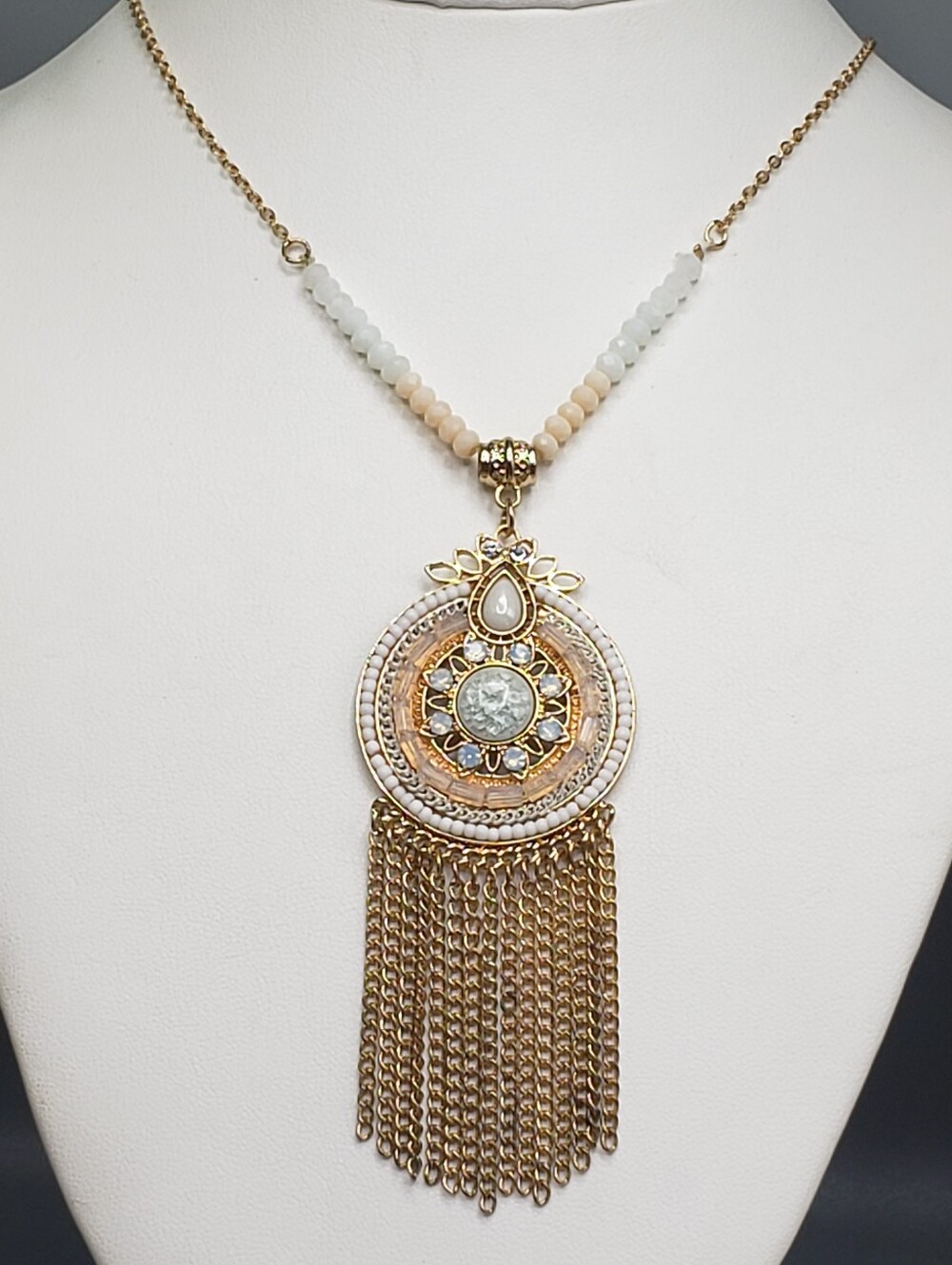 Bohemian Dream Catcher Tassel Necklace w/Glass Crystal Accent Fairycore Festival